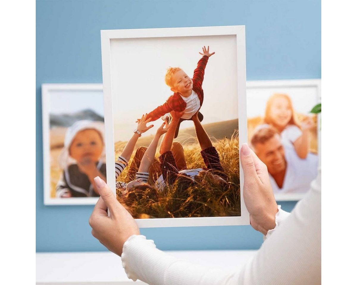 PHOTOLINI Bilderrahmen 3er Set modern mit bruchsicherem Acrylglas, Holz MDF, Fotos & Poster, für 3 Bilder (3er Set), Posterrahmen A4 21x30 cm zum Aufhängen & Au – Bild 4 von 5