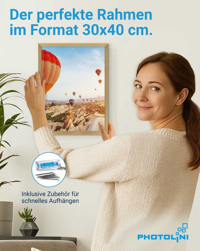 PHOTOLINI Bilderrahmen 3er Set modern mit bruchsicherem Acrylglas, Holz MDF, Fotos & Poster, für 3 Bilder (3er Set), Posterrahmen 30x40 cm zum Aufhängen – Bild 2 von 5