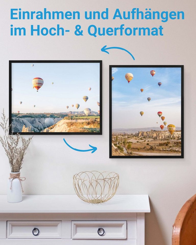 PHOTOLINI Bilderrahmen 3er Set modern mit bruchsicherem Acrylglas, Holz MDF, Fotos & Poster, für 3 Bilder (3er Set), Posterrahmen 40x50 cm zum Aufhängen – Bild 4 von 5