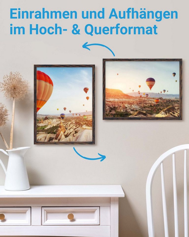 PHOTOLINI Bilderrahmen 3er Set modern mit bruchsicherem Acrylglas, Holz MDF, Fotos & Poster, für 3 Bilder (3er Set), Posterrahmen 30x40 cm zum Aufhängen – Bild 4 von 5