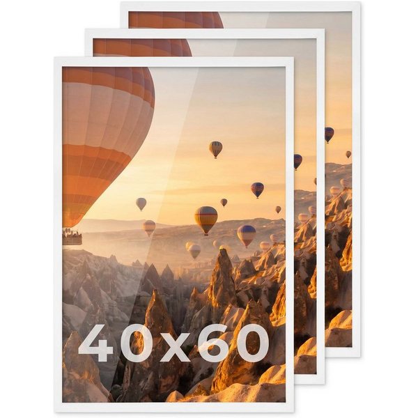 PHOTOLINI Bilderrahmen 3er Set modern mit bruchsicherem Acrylglas, Holz MDF, Fotos & Poster, für 3 Bilder (3er Set), Posterrahmen 40x60 cm zum Aufhängen
