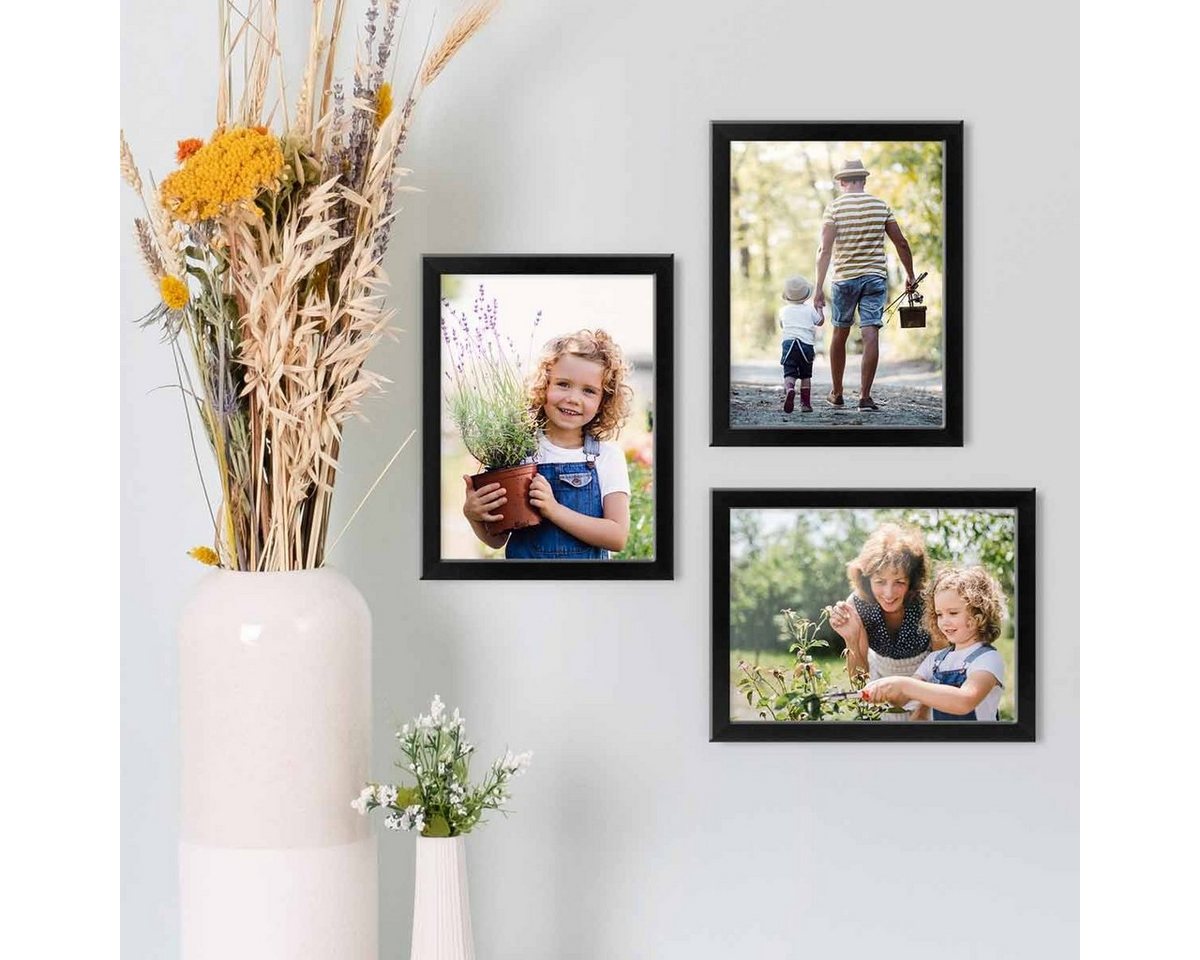 PHOTOLINI Bilderrahmen 3er Set modern mit bruchsicherem Acrylglas, Holz MDF, Fotos & Poster, für 3 Bilder (3er Set), Posterrahmen 13x18 cm zum Aufhängen & Aufst – Bild 2 von 5