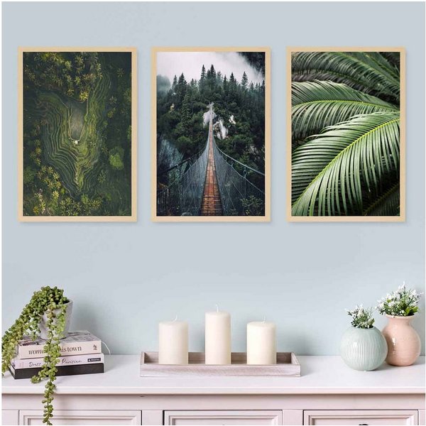 PHOTOLINI Bilderrahmen 3er Set modern mit bruchsicherem Acrylglas, Holz MDF, Fotos & Poster, für 3 Bilder (3er Set), Posterrahmen 30x45 cm zum Aufhängen