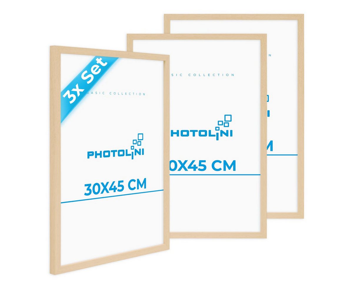 PHOTOLINI Bilderrahmen 3er Set modern mit bruchsicherem Acrylglas, Holz MDF, Fotos & Poster, für 3 Bilder (3er Set), Posterrahmen 30x45 cm zum Aufhängen – Bild 2 von 5