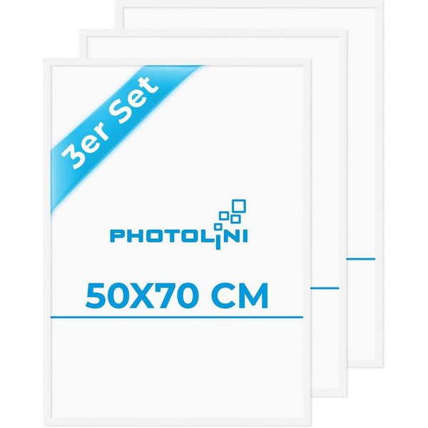 PHOTOLINI Bilderrahmen 3er Set modern mit bruchsicherem Acrylglas, Holz MDF, Fotos & Poster, für 3 Bilder (3er Set), Posterrahmen 50x70 cm zum Aufhängen