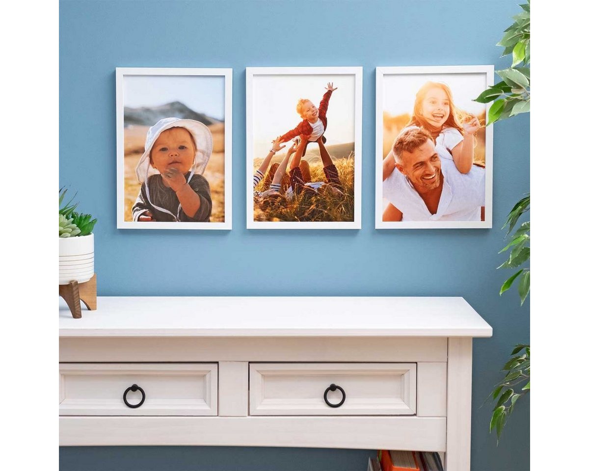 PHOTOLINI Bilderrahmen 3er Set modern mit bruchsicherem Acrylglas, Holz MDF, Fotos & Poster, für 3 Bilder (3er Set), Posterrahmen 18x24 cm zum Aufhängen & Aufst – Bild 2 von 5