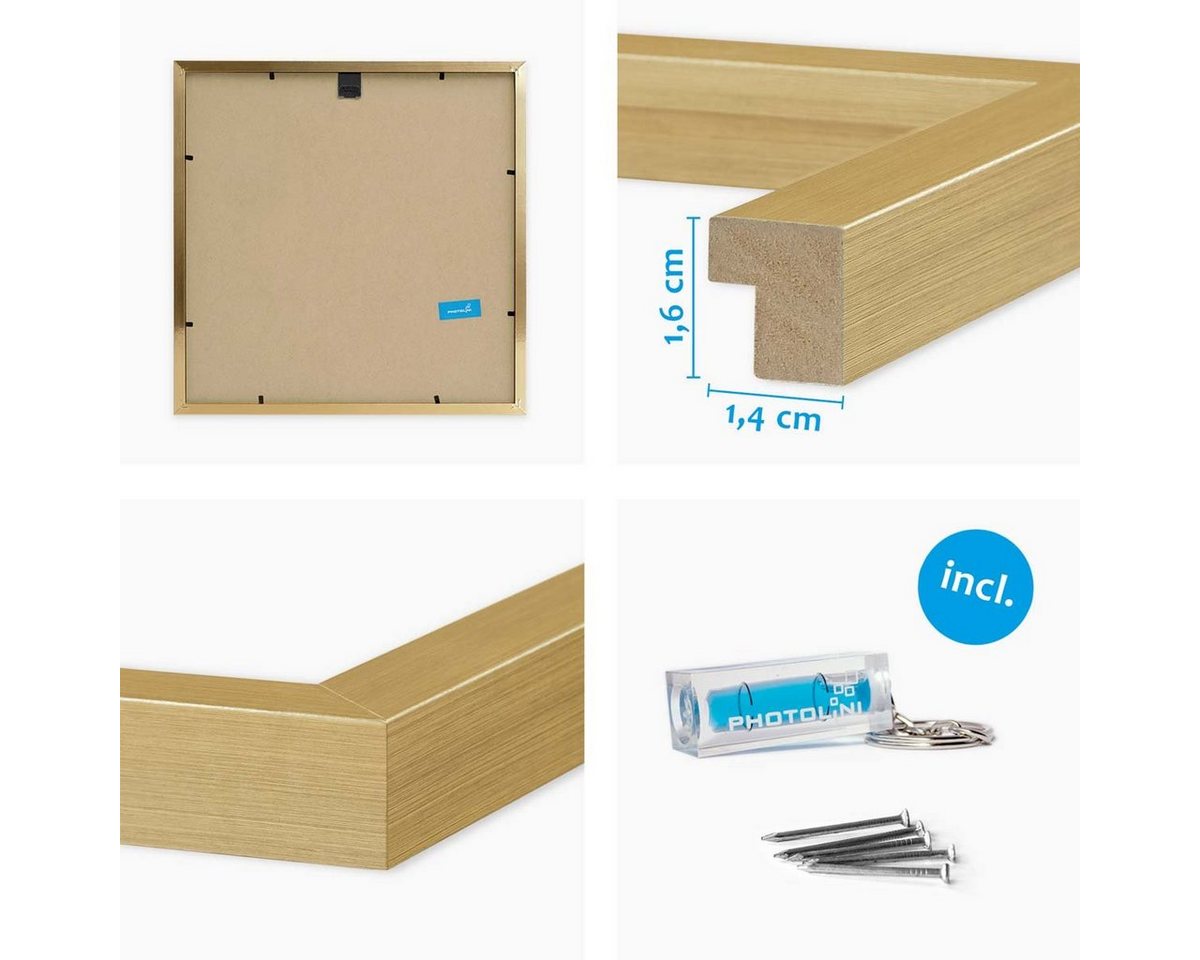 PHOTOLINI Bilderrahmen 3er Set modern mit bruchsicherem Acrylglas, Holz MDF, Fotos & Poster, für 3 Bilder (3er Set), Posterrahmen 30x30 cm quadratisch zum Aufhä – Bild 3 von 5
