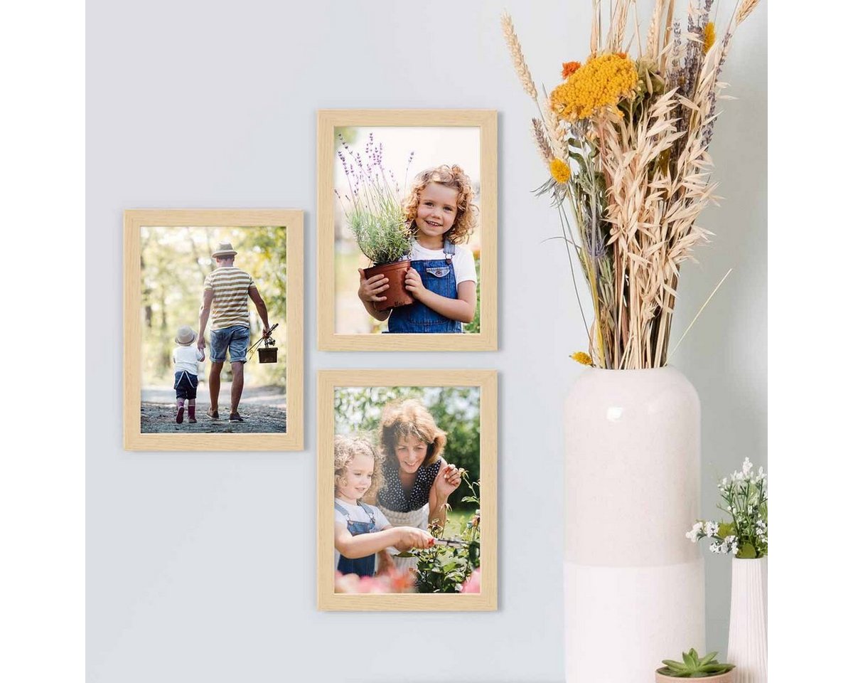 PHOTOLINI Bilderrahmen 3er Set modern mit bruchsicherem Acrylglas, Holz MDF, Fotos & Poster, für 3 Bilder (3er Set), Posterrahmen 13x18 cm zum Aufhängen & Aufst – Bild 2 von 5