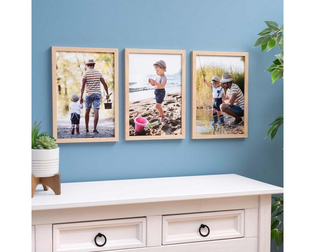 PHOTOLINI Bilderrahmen 3er Set modern mit bruchsicherem Acrylglas, Holz MDF, Fotos & Poster, für 3 Bilder (3er Set), Posterrahmen 20x25 cm zum Aufhängen & Aufst – Bild 2 von 5