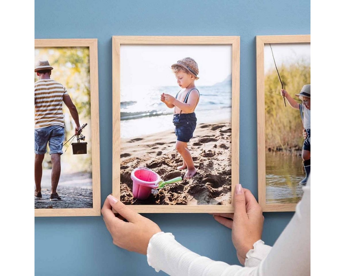 PHOTOLINI Bilderrahmen 3er Set modern mit bruchsicherem Acrylglas, Holz MDF, Fotos & Poster, für 3 Bilder (3er Set), Posterrahmen 20x25 cm zum Aufhängen & Aufst – Bild 4 von 5