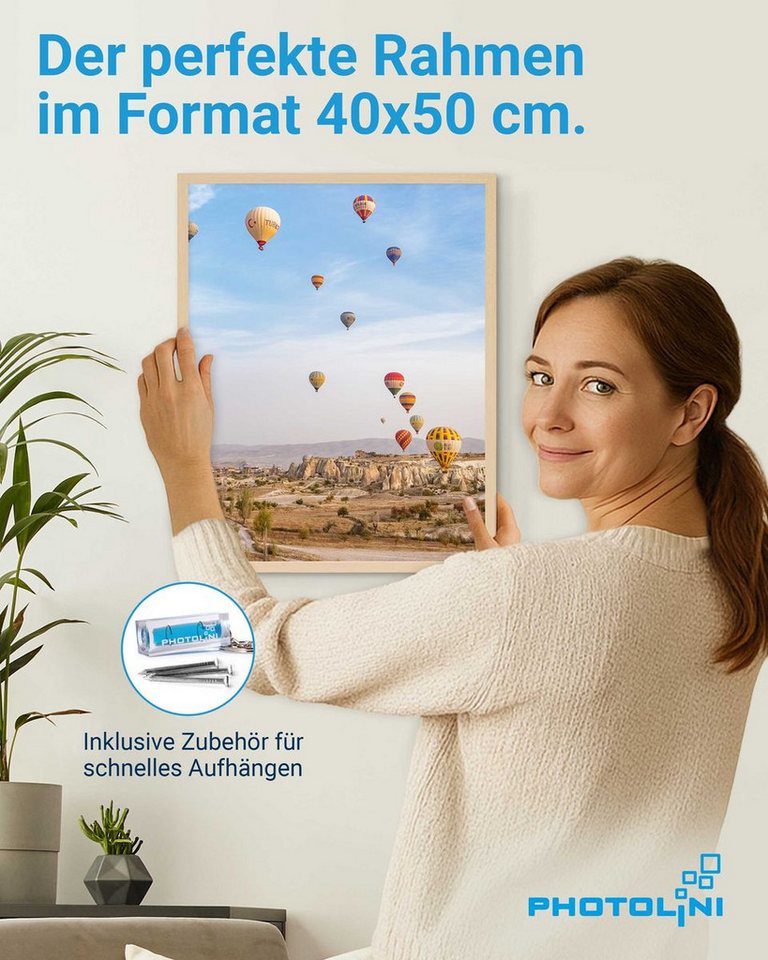 PHOTOLINI Bilderrahmen 3er Set modern mit bruchsicherem Acrylglas, Holz MDF, Fotos & Poster, für 3 Bilder (3er Set), Posterrahmen 40x50 cm zum Aufhängen – Bild 2 von 5