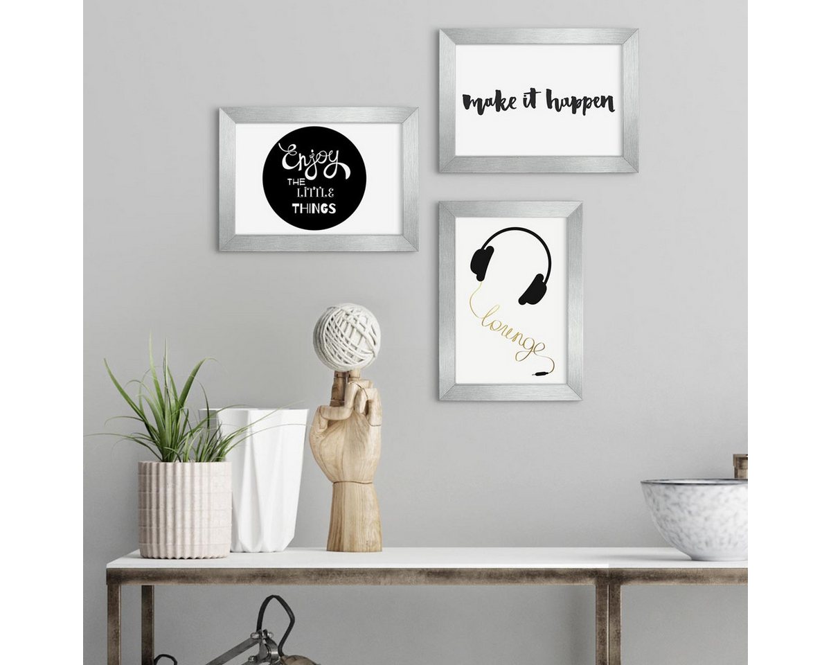 PHOTOLINI Bilderrahmen 3er Set modern mit bruchsicherem Acrylglas, Holz MDF, Fotos & Poster, für 3 Bilder (3er Set), Posterrahmen 10x15 cm zum Aufhängen & Aufst – Bild 2 von 5