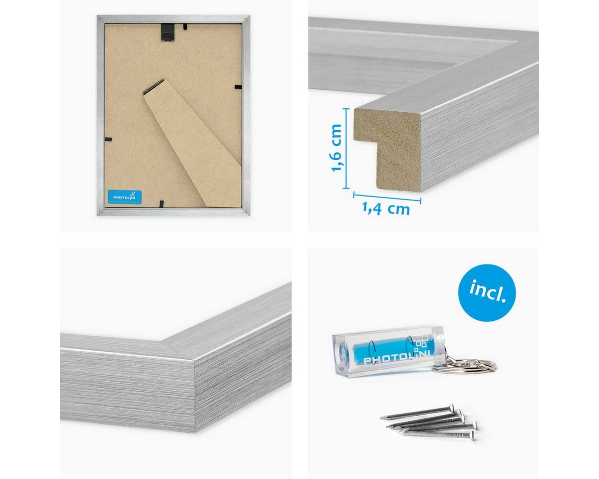 PHOTOLINI Bilderrahmen 3er Set modern mit bruchsicherem Acrylglas, Holz MDF, Fotos & Poster, für 3 Bilder (3er Set), Posterrahmen 10x15 cm zum Aufhängen & Aufst – Bild 5 von 5