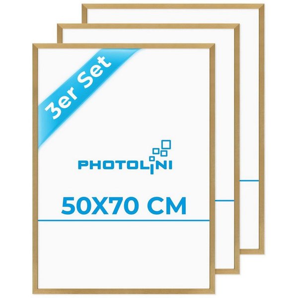PHOTOLINI Bilderrahmen 3er Set modern mit bruchsicherem Acrylglas, Holz MDF, Fotos & Poster, für 3 Bilder (3er Set), Posterrahmen 50x70 cm zum Aufhängen