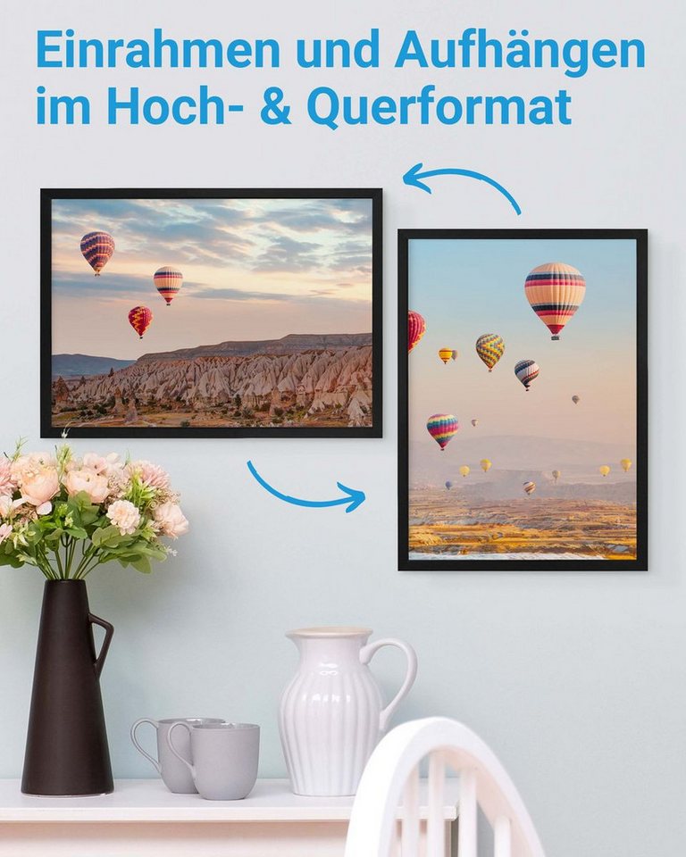 PHOTOLINI Bilderrahmen 3er Set modern mit bruchsicherem Acrylglas, Holz MDF, Fotos & Poster, für 3 Bilder (3er Set), Posterrahmen A3 30x42 cm zum Aufhängen – Bild 4 von 5