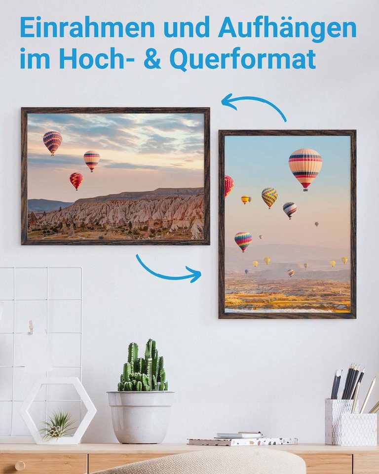 PHOTOLINI Bilderrahmen 3er Set modern mit bruchsicherem Acrylglas, Holz MDF, Fotos & Poster, für 3 Bilder (3er Set), Posterrahmen A3 30x42 cm zum Aufhängen – Bild 4 von 5