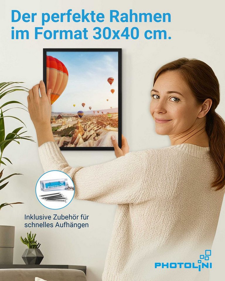 PHOTOLINI Bilderrahmen 3er Set modern mit bruchsicherem Acrylglas, Holz MDF, Fotos & Poster, für 3 Bilder (3er Set), Posterrahmen 30x40 cm zum Aufhängen – Bild 2 von 5
