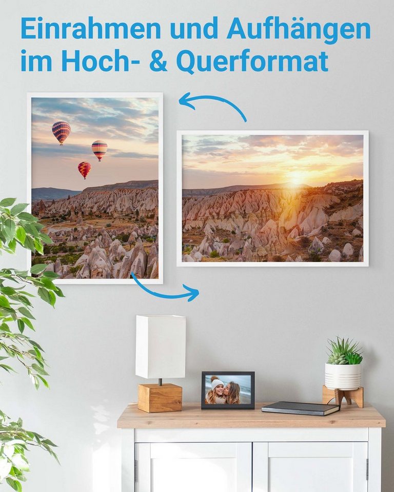 PHOTOLINI Bilderrahmen 3er Set modern mit bruchsicherem Acrylglas, Holz MDF, Fotos & Poster, für 3 Bilder (3er Set), Posterrahmen A2 42x60 cm zum Aufhängen – Bild 4 von 5
