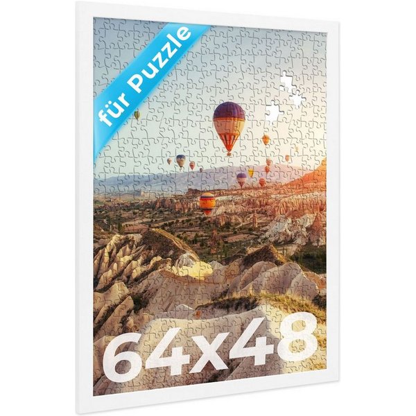 PHOTOLINI Bilderrahmen für Puzzle, Puzzlerahmen mit Acrylglas zum Aufhängen, für 1 Bilder (1 Einzelrahmen), 1000 Teile im Endformat 48x64 cm