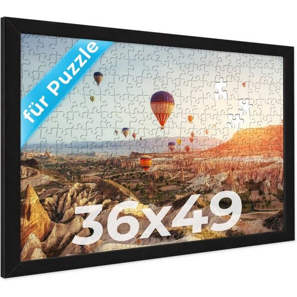 PHOTOLINI Bilderrahmen für Puzzle, Puzzlerahmen mit Acrylglas zum Aufhängen, für 1 Bilder (1 Einzelrahmen), 100-500 Teile im Endformat 36x49 cm