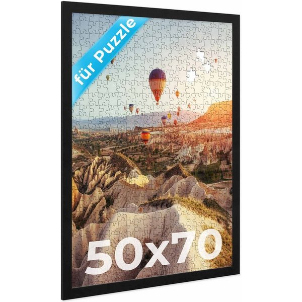 PHOTOLINI Bilderrahmen für Puzzle, Puzzlerahmen mit Acrylglas zum Aufhängen, für 1 Bilder (1 Einzelrahmen), 500-1.000 Teile im Endformat 50x70 cm