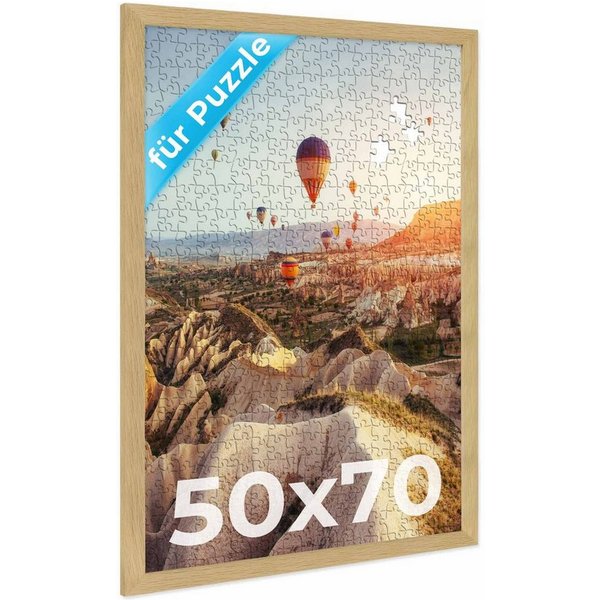 PHOTOLINI Bilderrahmen für Puzzle, Puzzlerahmen mit Acrylglas zum Aufhängen, für 1 Bilder (1 Einzelrahmen), 500-1.000 Teile im Endformat 50x70 cm
