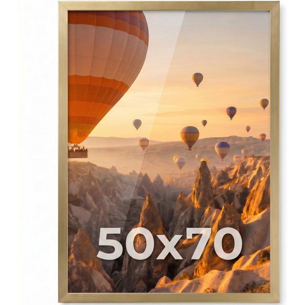 PHOTOLINI Bilderrahmen modern mit bruchsicherem Acrylglas, Holz MDF für Fotos & Poster, für 1 Bilder (1 Einzelrahmen), Posterrahmen 50x70 cm zum Aufhängen