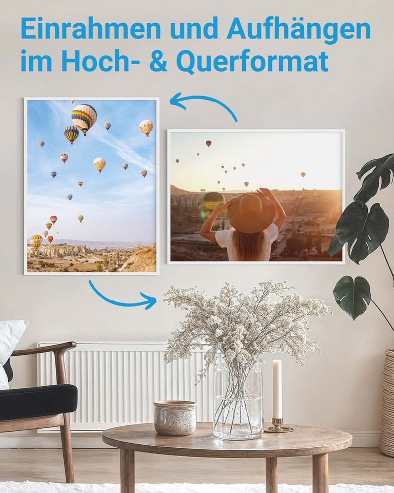 PHOTOLINI Bilderrahmen modern mit bruchsicherem Acrylglas, Holz MDF für Fotos & Poster, für 1 Bilder (1 Einzelrahmen), Posterrahmen groß 60x80 cm zum Aufhängen – Bild 4 von 5