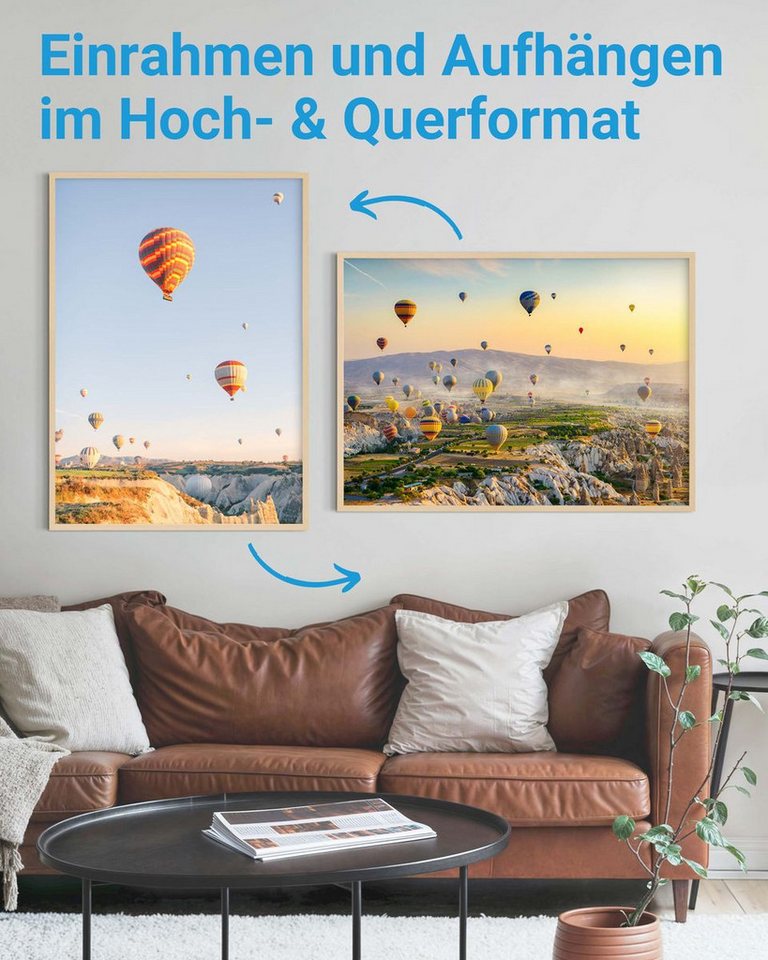 PHOTOLINI Bilderrahmen modern mit bruchsicherem Acrylglas, Holz MDF für Fotos & Poster, für 1 Bilder (1 Einzelrahmen), Posterrahmen groß A1 59,9x84,1 cm zum Auf – Bild 4 von 5