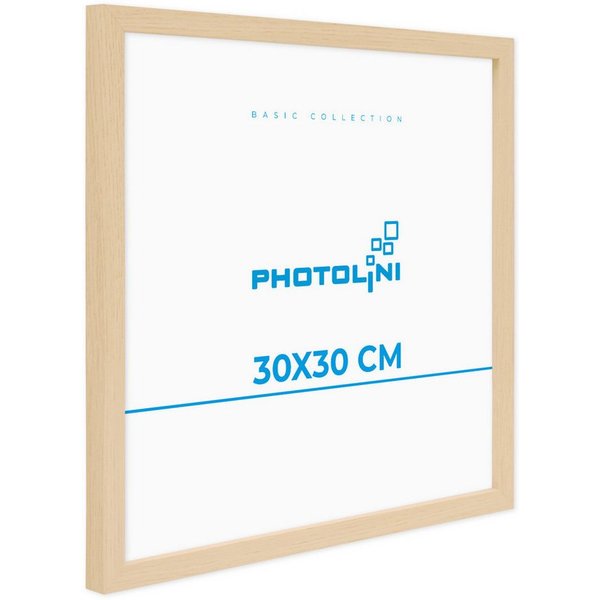 PHOTOLINI Bilderrahmen modern mit bruchsicherem Acrylglas, Holz MDF für Fotos & Poster, für 1 Bilder (1 Einzelrahmen), Posterrahmen 30x30 cm quadratisch zum Auf