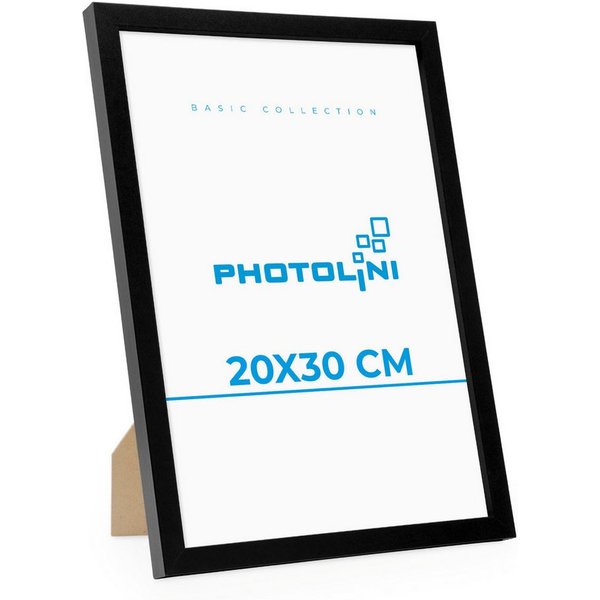 PHOTOLINI Bilderrahmen modern mit bruchsicherem Acrylglas, Holz MDF für Fotos & Poster, für 1 Bilder (1 Einzelrahmen), Posterrahmen 20x30 cm zum Aufhängen & Auf