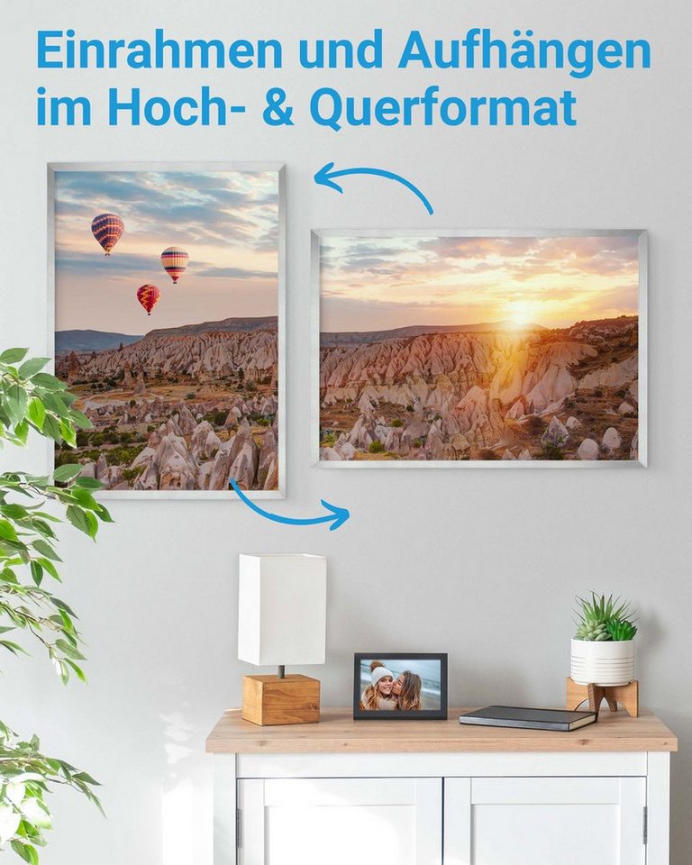 PHOTOLINI Bilderrahmen modern mit bruchsicherem Acrylglas, Holz MDF für Fotos & Poster, für 1 Bilder (1 Einzelrahmen), Posterrahmen A2 42x60 cm zum Aufhängen – Bild 4 von 5