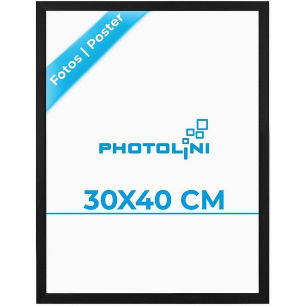 PHOTOLINI Bilderrahmen modern mit bruchsicherem Acrylglas, Holz MDF für Fotos & Poster, für 1 Bilder (1 Einzelrahmen), Posterrahmen 30x40 cm zum Aufhängen
