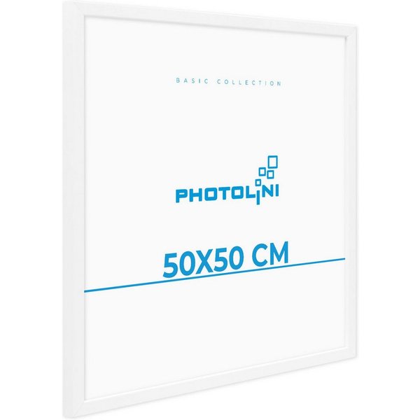 PHOTOLINI Bilderrahmen modern mit bruchsicherem Acrylglas, Holz MDF für Fotos & Poster, für 1 Bilder (1 Einzelrahmen), Posterrahmen 50x50 cm quadratisch zum Auf