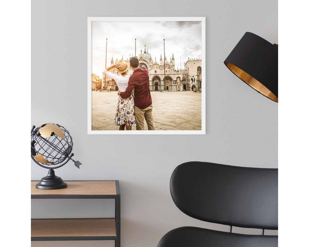 PHOTOLINI Bilderrahmen modern mit bruchsicherem Acrylglas, Holz MDF für Fotos & Poster, für 1 Bilder (1 Einzelrahmen), Posterrahmen 50x50 cm quadratisch zum Auf – Bild 4 von 5