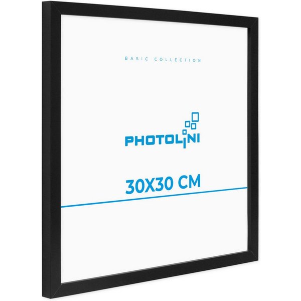 PHOTOLINI Bilderrahmen modern mit bruchsicherem Acrylglas, Holz MDF für Fotos & Poster, für 1 Bilder (1 Einzelrahmen), Posterrahmen 30x30 cm quadratisch zum Auf