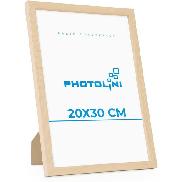 PHOTOLINI Bilderrahmen modern mit bruchsicherem Acrylglas, Holz MDF für Fotos & Poster, für 1 Bilder (1 Einzelrahmen), Posterrahmen 20x30 cm zum Aufhängen & Auf