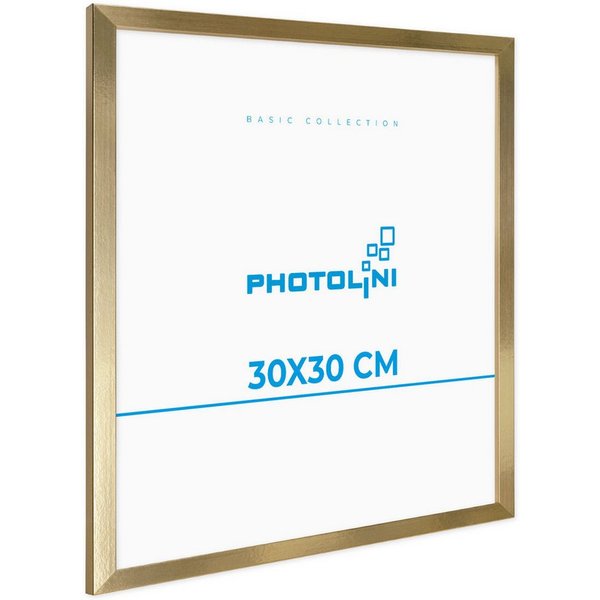 PHOTOLINI Bilderrahmen modern mit bruchsicherem Acrylglas, Holz MDF für Fotos & Poster, für 1 Bilder (1 Einzelrahmen), Posterrahmen 30x30 cm quadratisch zum Auf
