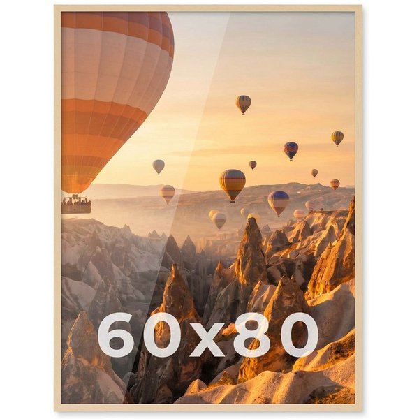 PHOTOLINI Bilderrahmen modern mit bruchsicherem Acrylglas, Holz MDF für Fotos & Poster, für 1 Bilder (1 Einzelrahmen), Posterrahmen groß 60x80 cm zum Aufhängen