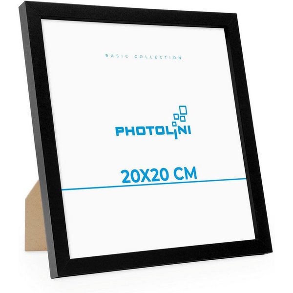 PHOTOLINI Bilderrahmen modern mit bruchsicherem Acrylglas, Holz MDF für Fotos & Poster, für 1 Bilder (1 Einzelrahmen), Posterrahmen 20x20 cm quadratisch, zum Au