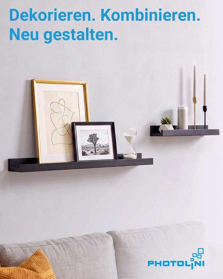 PHOTOLINI Wandregal Bilderleiste, Schweberegal 2er Set für Fotos, Poster & Deko-Objekte, 2-tlg. – Bild 2 von 5