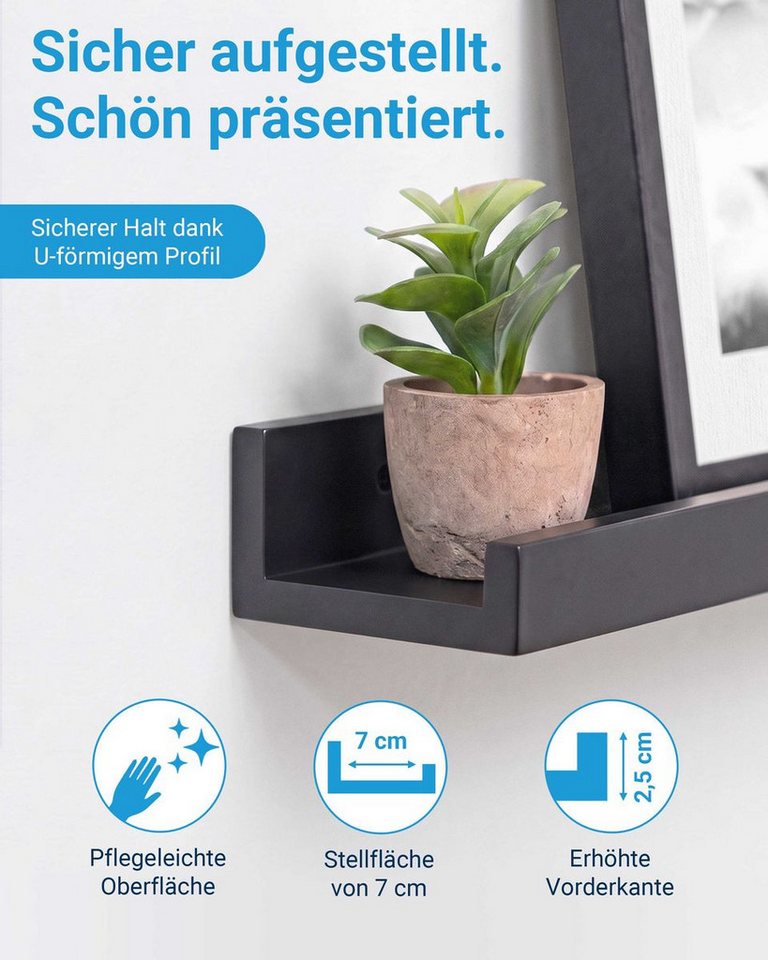 PHOTOLINI Wandregal Bilderleiste, Schweberegal 2er Set für Fotos, Poster & Deko-Objekte, 2-tlg. – Bild 4 von 5