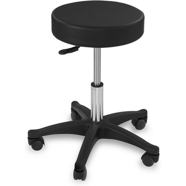 Physa Drehhocker Rollhocker Arbeitshocker höhenverstellbar 45-58 cm Kunstleder Schwarz, Schwarz