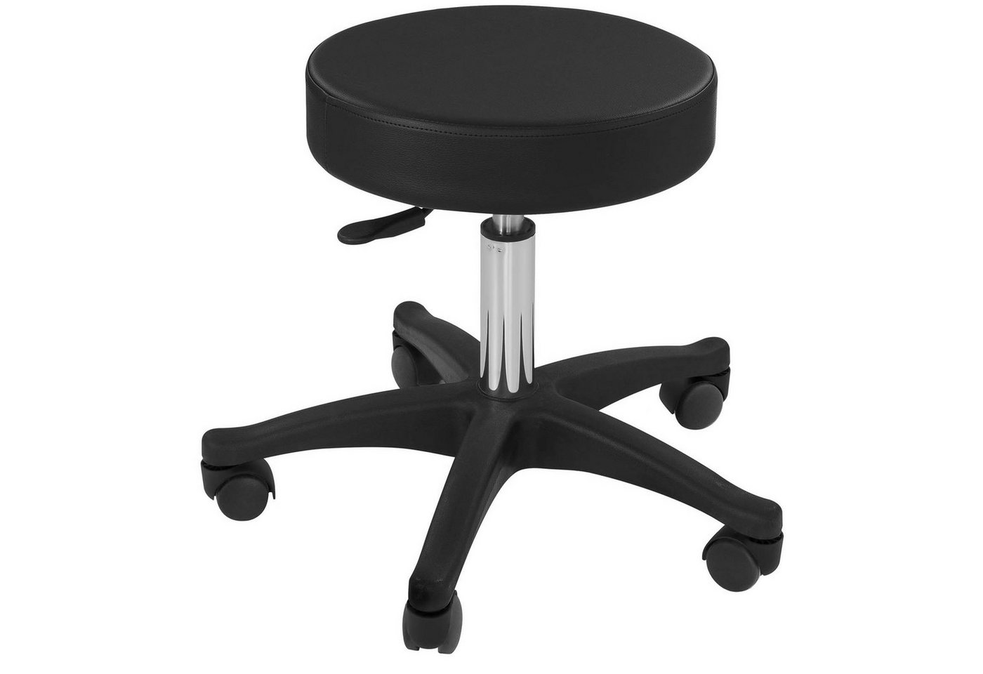 Physa Drehhocker Rollhocker Arbeitshocker höhenverstellbar 45-58 cm Kunstleder Schwarz, Schwarz – Bild 2 von 5