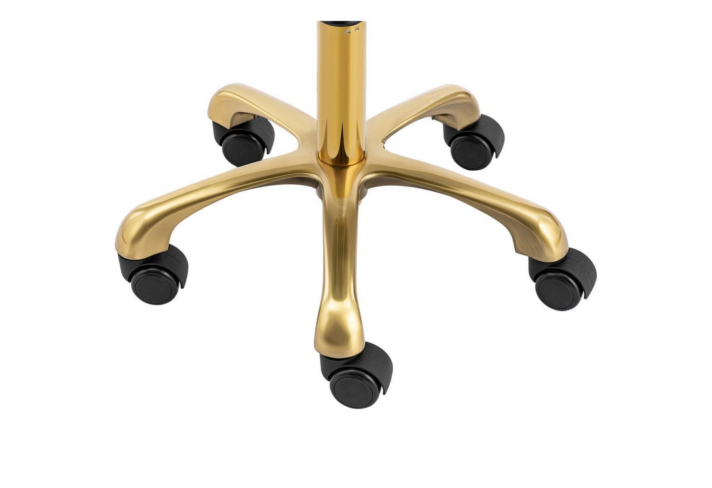 Physa Drehstuhl Rollhocker mit Lehne Friseurhocker höhenverstellbar 150kg Beige Golden, Beige, Golden – Bild 3 von 5
