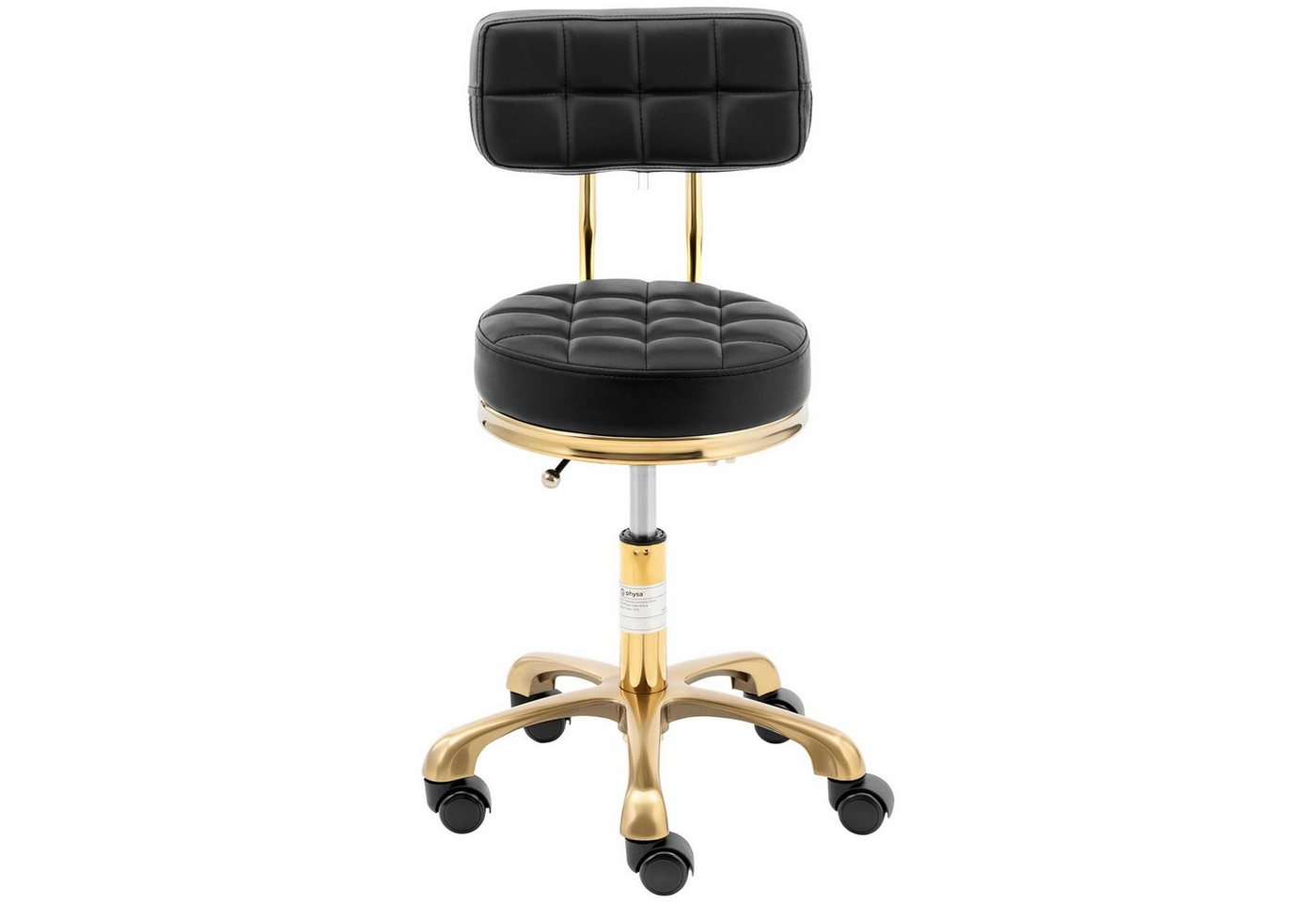 Physa Drehstuhl Rollhocker mit Lehne Friseurhocker Kosmetikhocker 150kg schwarz, Schwarz – Bild 5 von 5