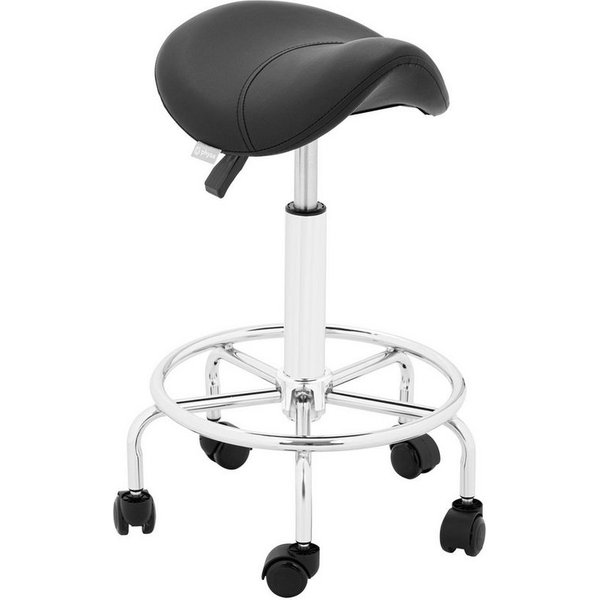 Physa Drehstuhl Sattelhocker Rollhocker Mit Lehne Drehhocker Arbeitshocker Schwarz, Schwarz