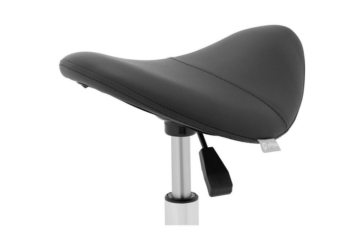Physa Drehstuhl Sattelhocker Rollhocker Mit Lehne Drehhocker Arbeitshocker Schwarz, Schwarz – Bild 2 von 3
