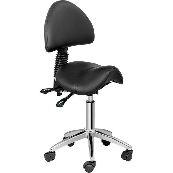 Physa Drehstuhl Sattelstuhl Arbeitsstuhl Rollhocker Mit Lehne Verstellbar Schwarz, Schwarz