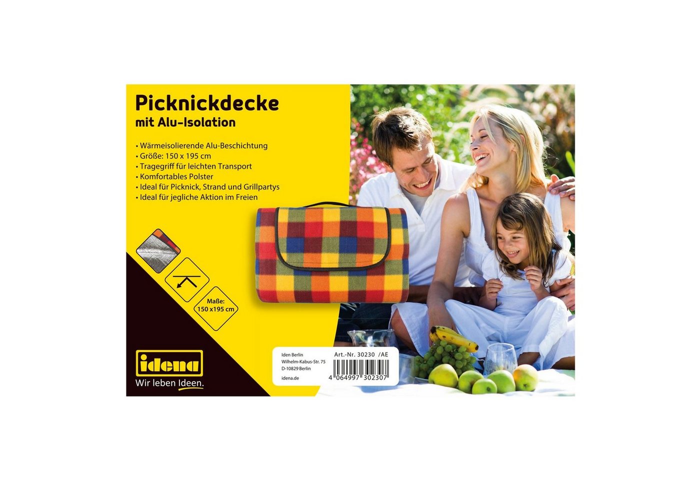 Picknickdecke Idena 30230 - Picknick-Decke, ca. 150 x 195 cm groß, für 2 bis 4 Perso, Idena – Bild 4 von 5